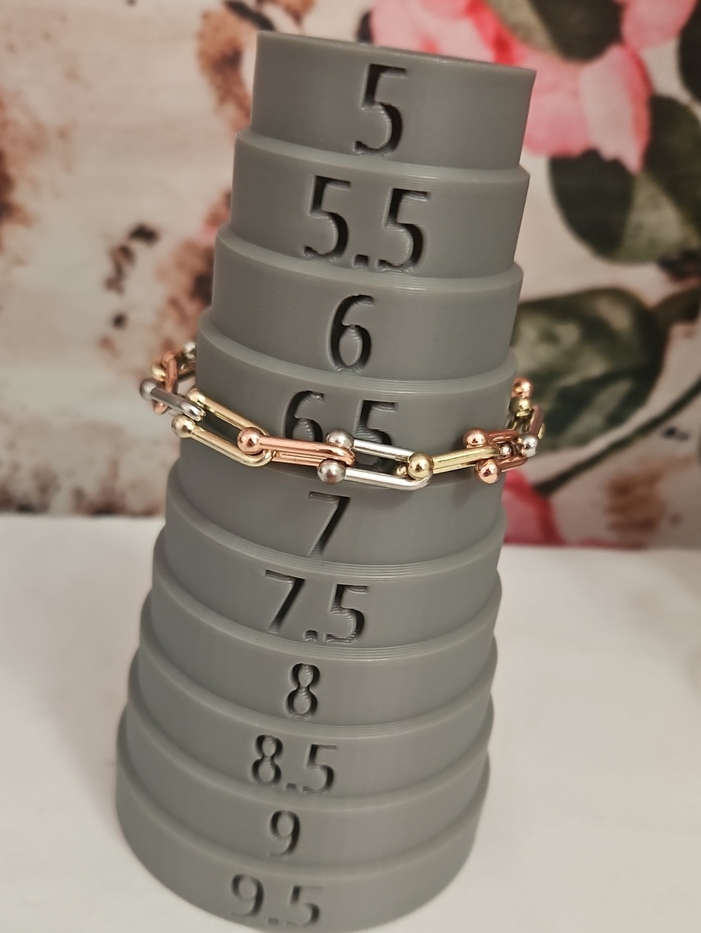 Tri-Tone Beaded Link Bracelet - Gold, Rose Gold & Silver
